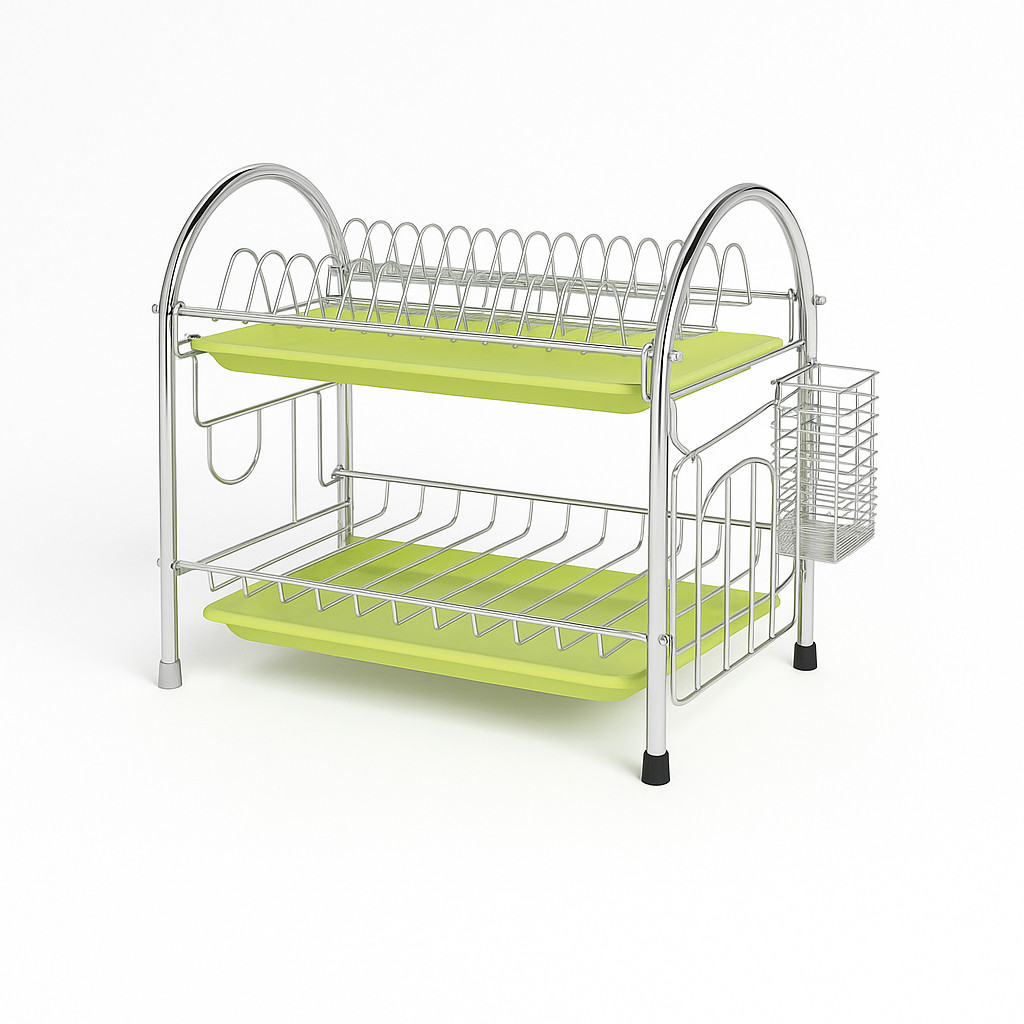 Egouttoir Inox sur Pied Vert Sauge Modèle 2 étages 2