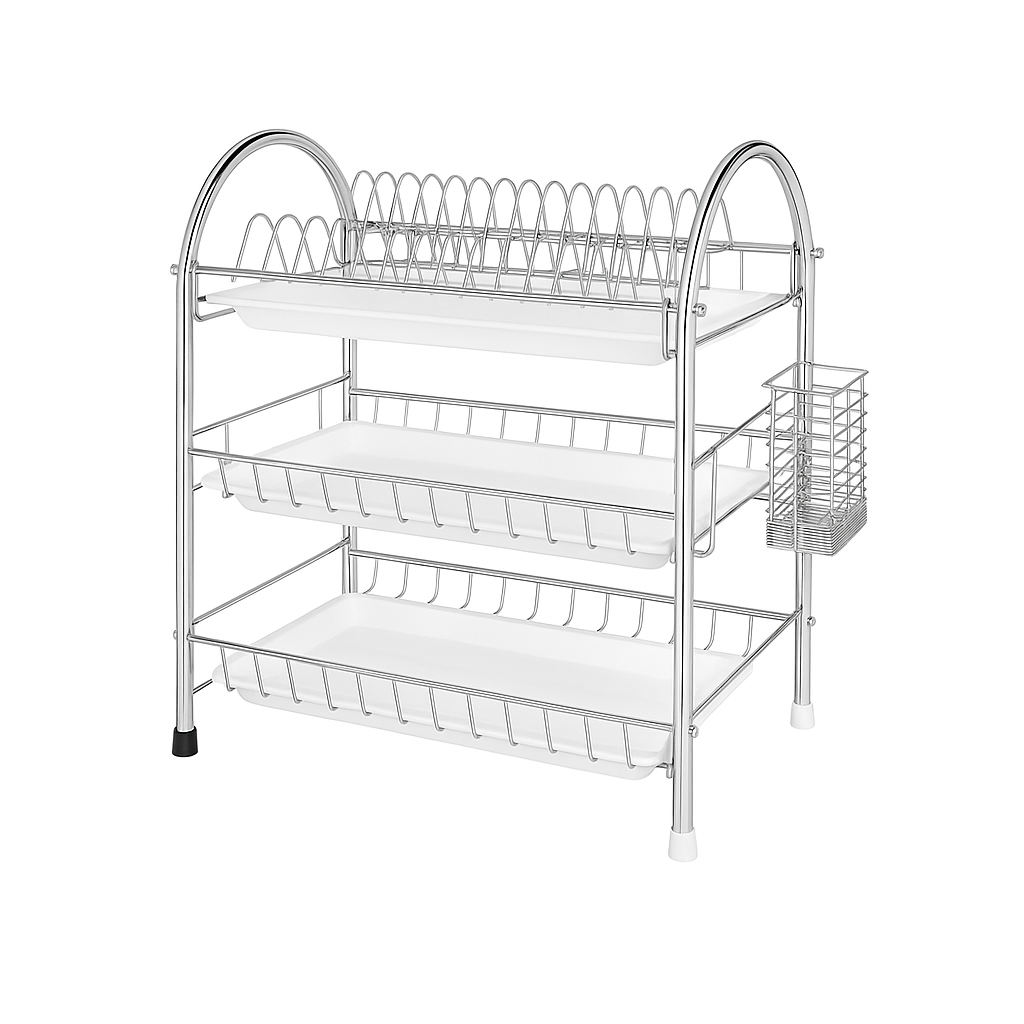 Egouttoir Inox sur Pied Blanc Neige Modèle 3 étages 2