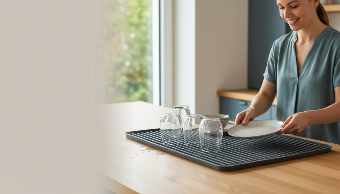 Vaisselle qui glisse : optez pour un tapis égouttoir