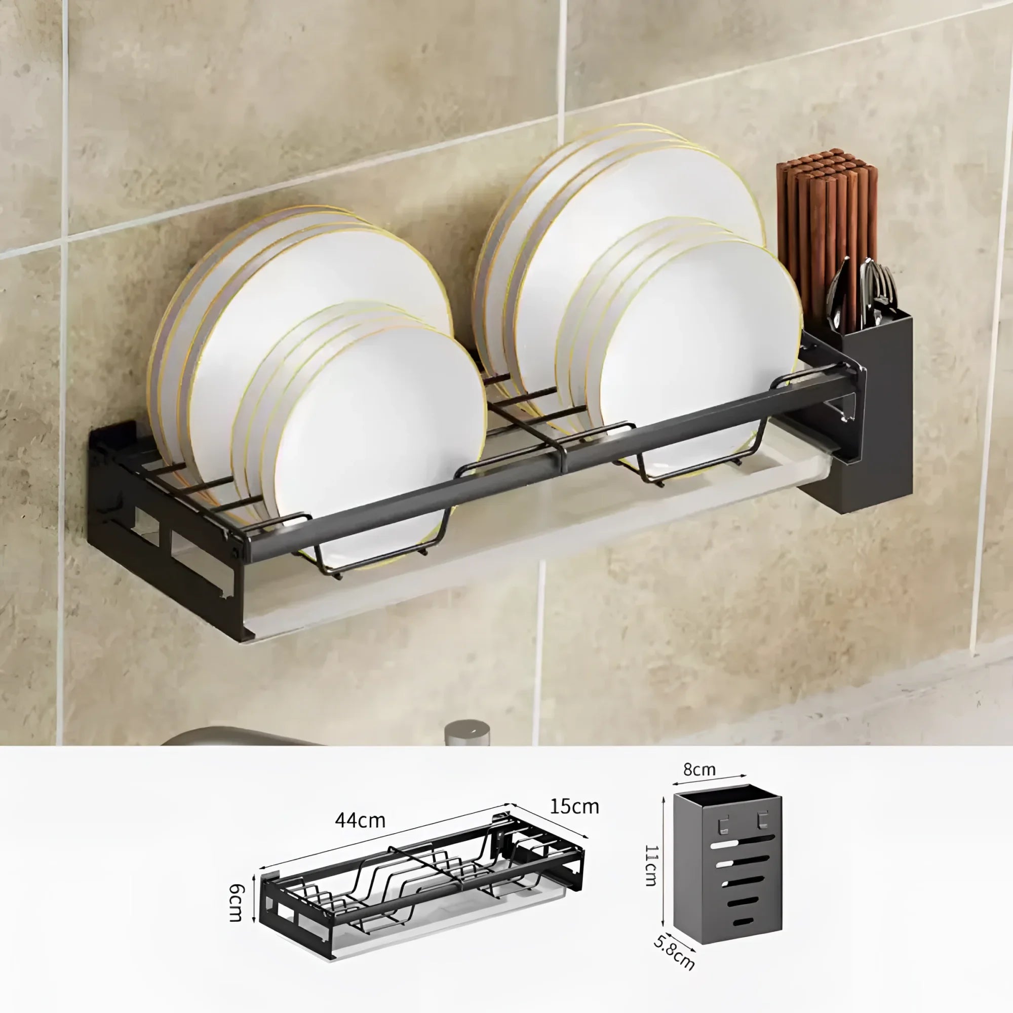 Egouttoir Indien Porte-assiettes avec porte-couverts