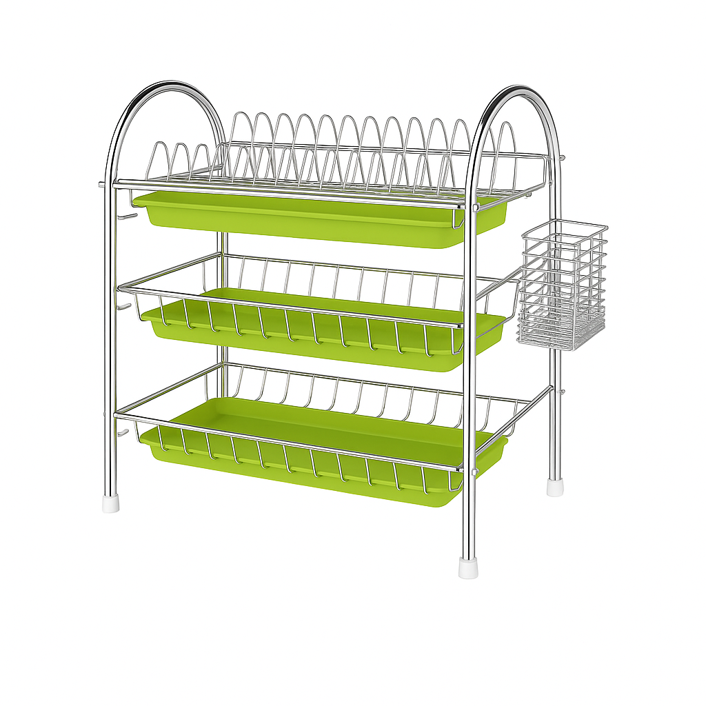Egouttoir Inox sur Pied Vert Sauge Modèle 3 étages 2