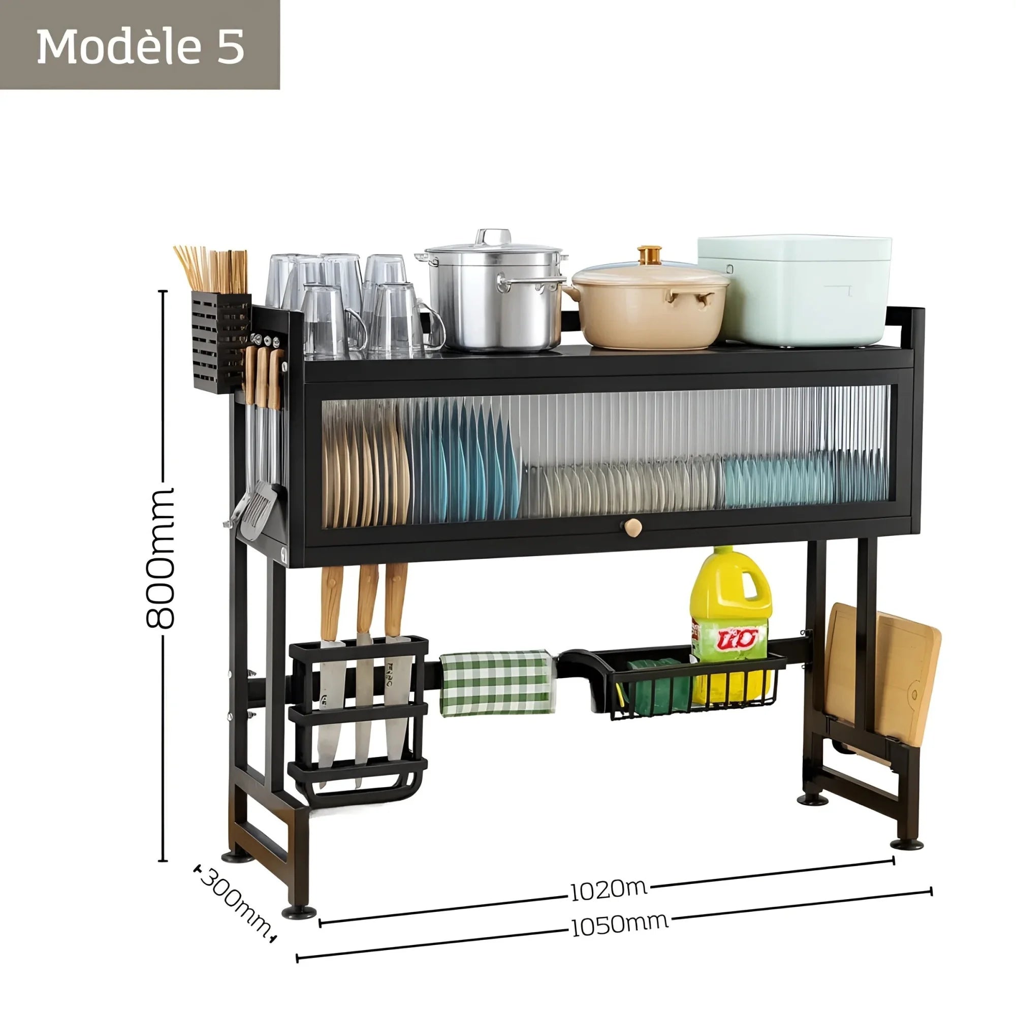 Egouttoir Vaisselle Au Dessus Evier Noir Obsidienne 105cm de largeur (102cm entre les deux pieds)