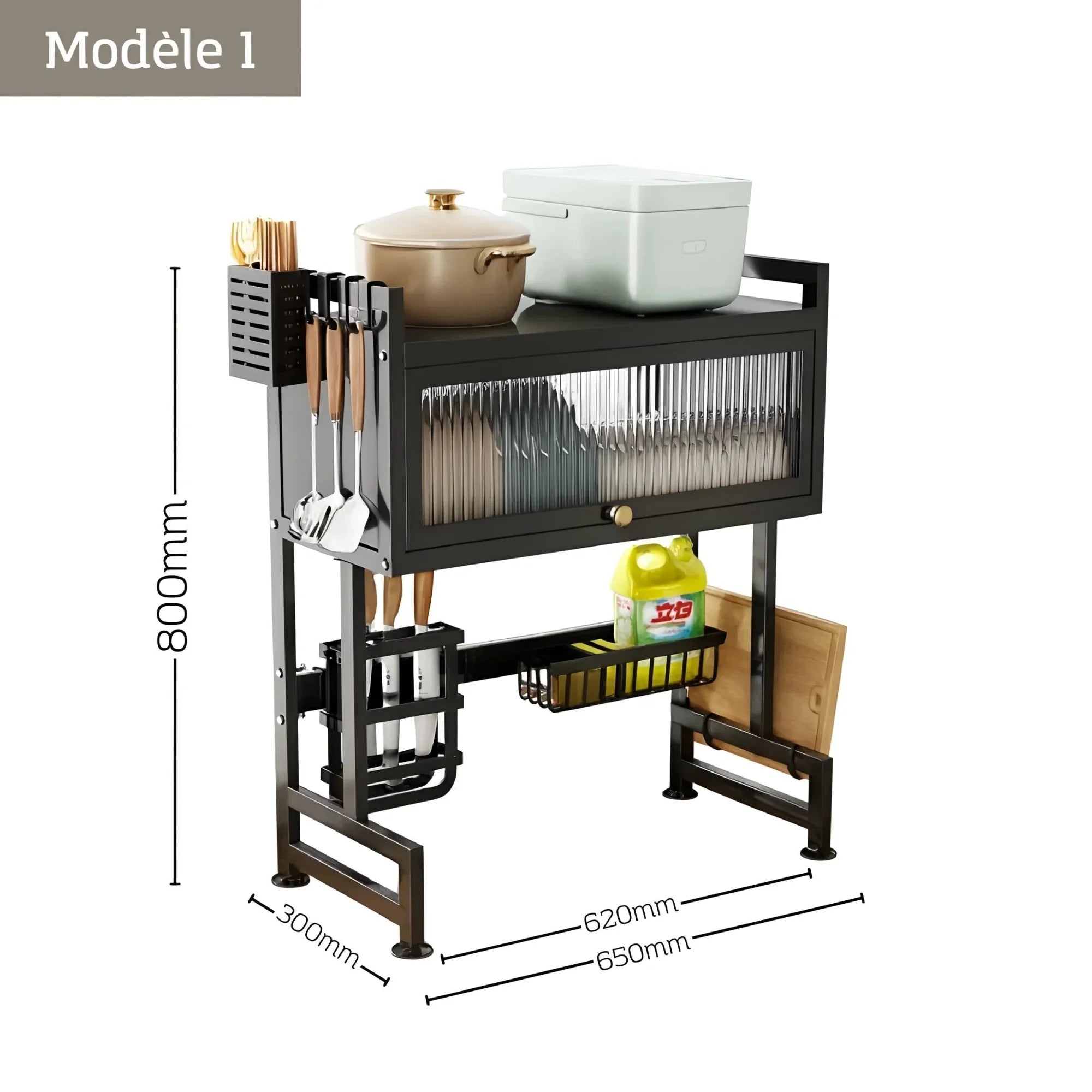 Egouttoir Vaisselle Au Dessus Evier Noir Obsidienne 65cm de largeur (62cm entre les deux pieds)