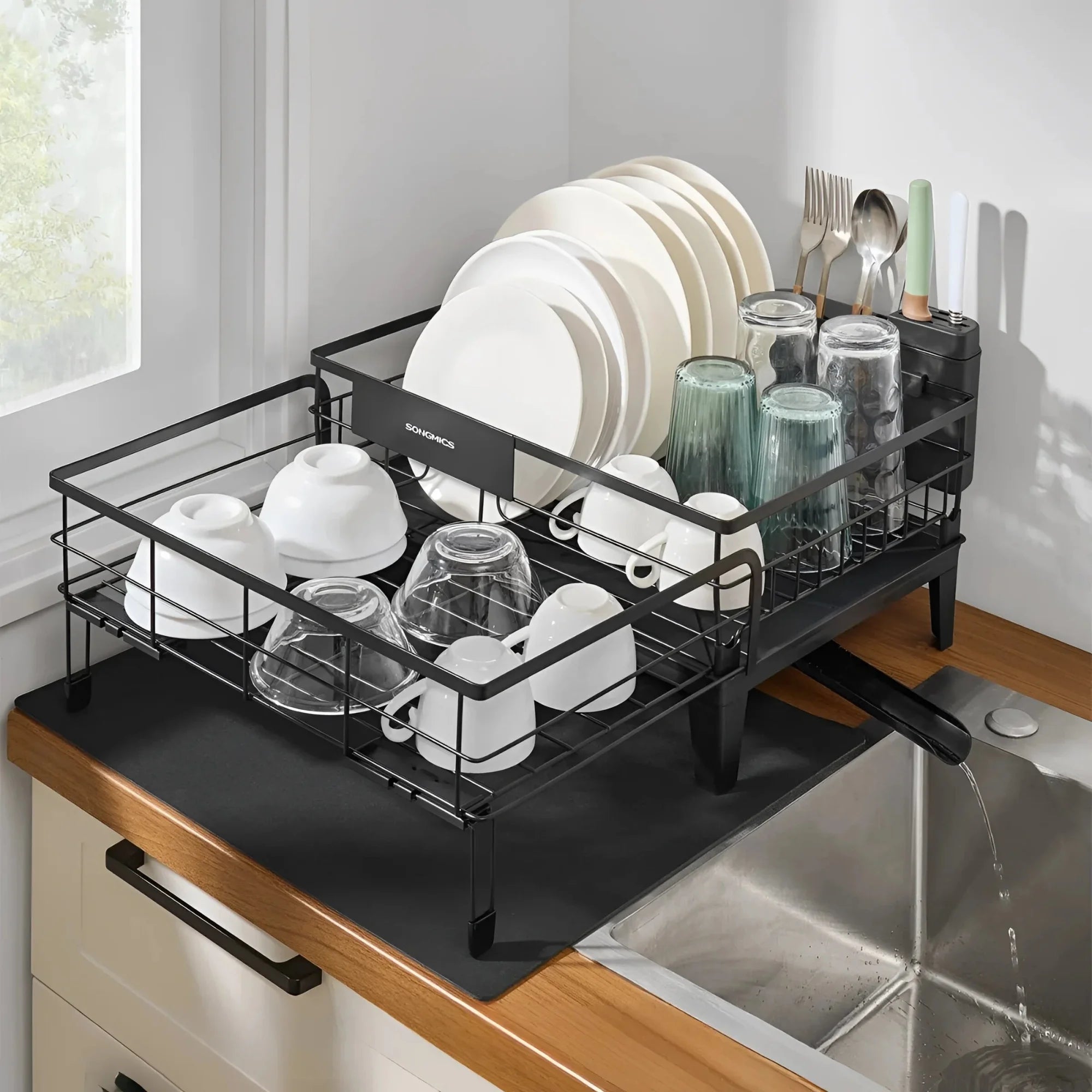 Egouttoir Vaisselle Gain de Place Noir Onyx