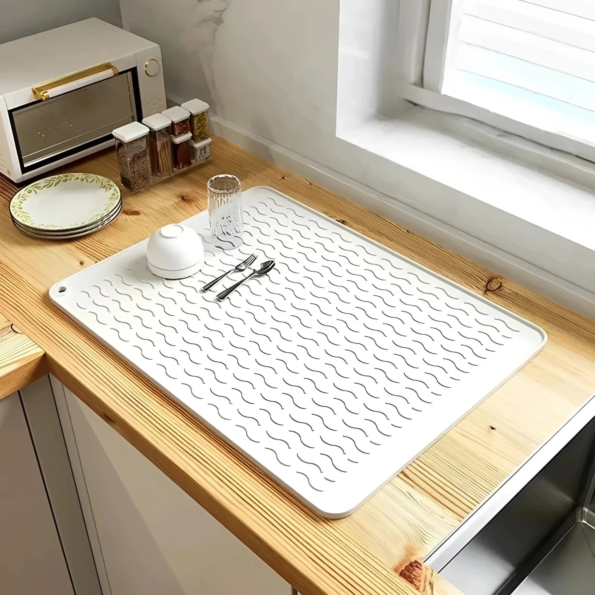 Egouttoir Vaisselle Silicone Blanc Nacre