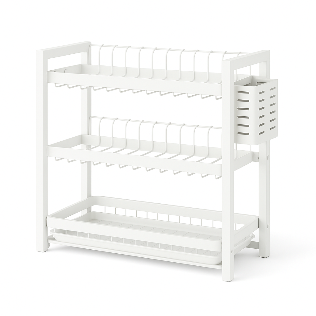 Meuble Egouttoir Vaisselle Blanc Ivoire Modèle 3 étages 2